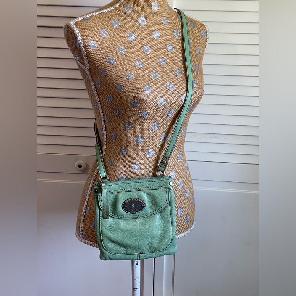 Fossil Maddox leather Crossbody purse, mint green - Picture 2 of 8